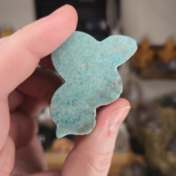 Amazonite W/ Smokey Quartz Snake Crystal Carving - Picture 3 of 5